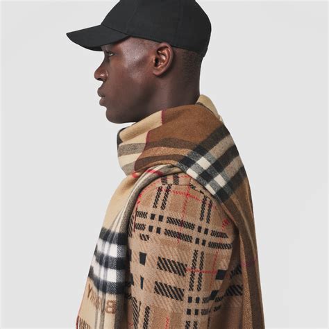 Contrast Check Cashmere Scarf in Archive beige/birch brown